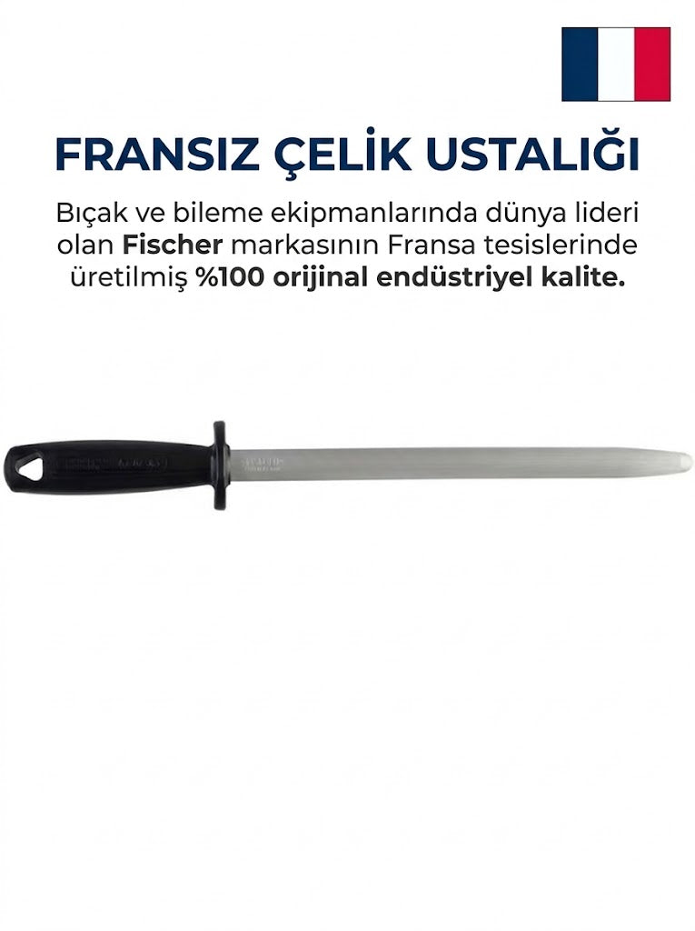 Fischer 1233 Fransa İthal 30 cm Yassı Çelik Endüstriyel Bıçak Bileme Masatı