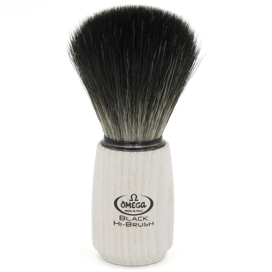 Omega 0196711 Black Hi-Brush Sentetik Bej Ahşap Saplı Tıraş Fırçası
