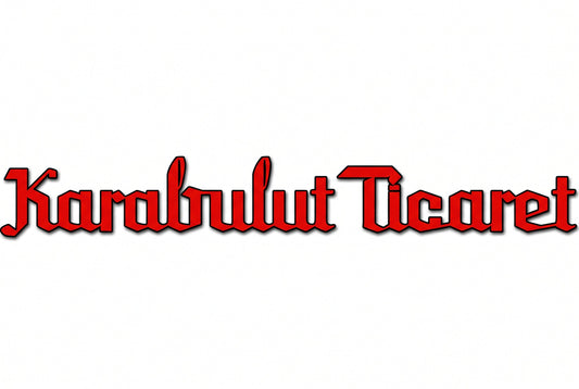 Beyaz zemin üzerinde kırmızı Karabulut Ticaret logosu