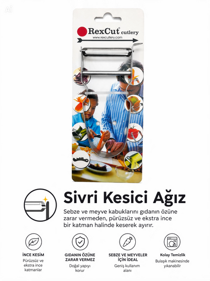 RexCut Paslanmaz Çelik Gövdeli Sebze ve Meyve Soyucu
