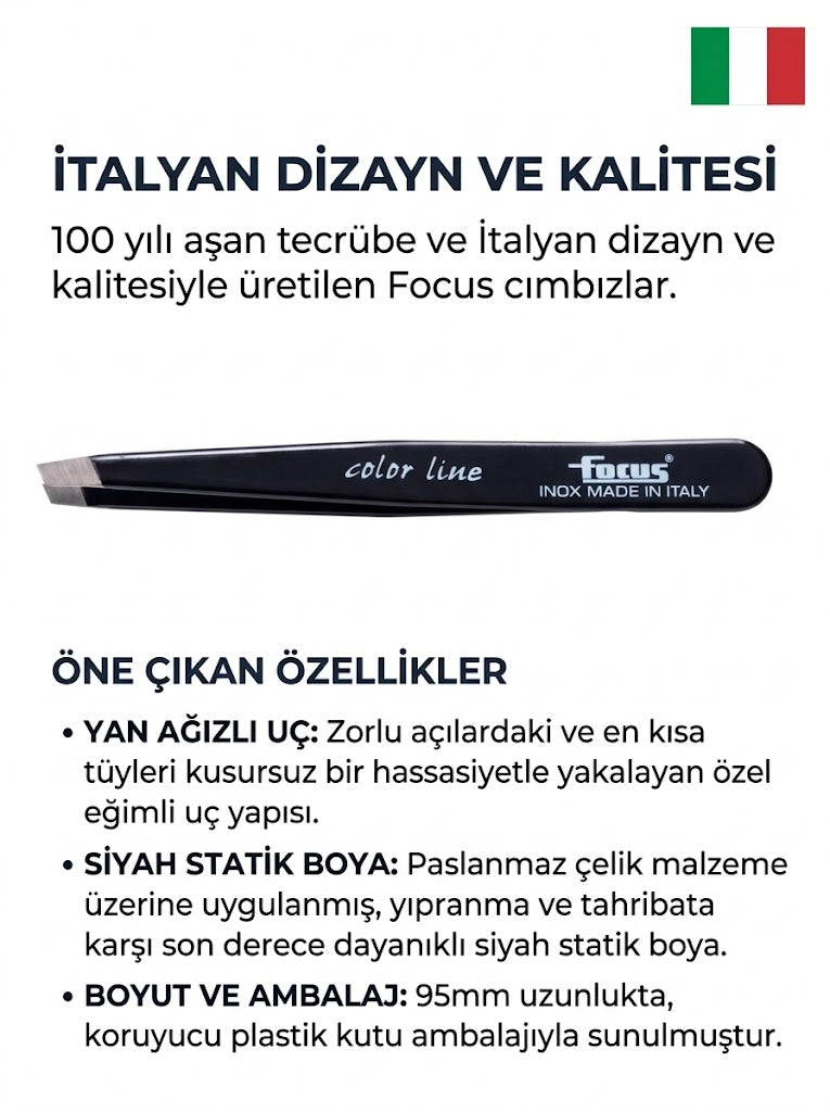 Focus 113263 B Profesyonel Yan Uçlu Siyah Statik Boyalı İtalyan Çelik Cımbız