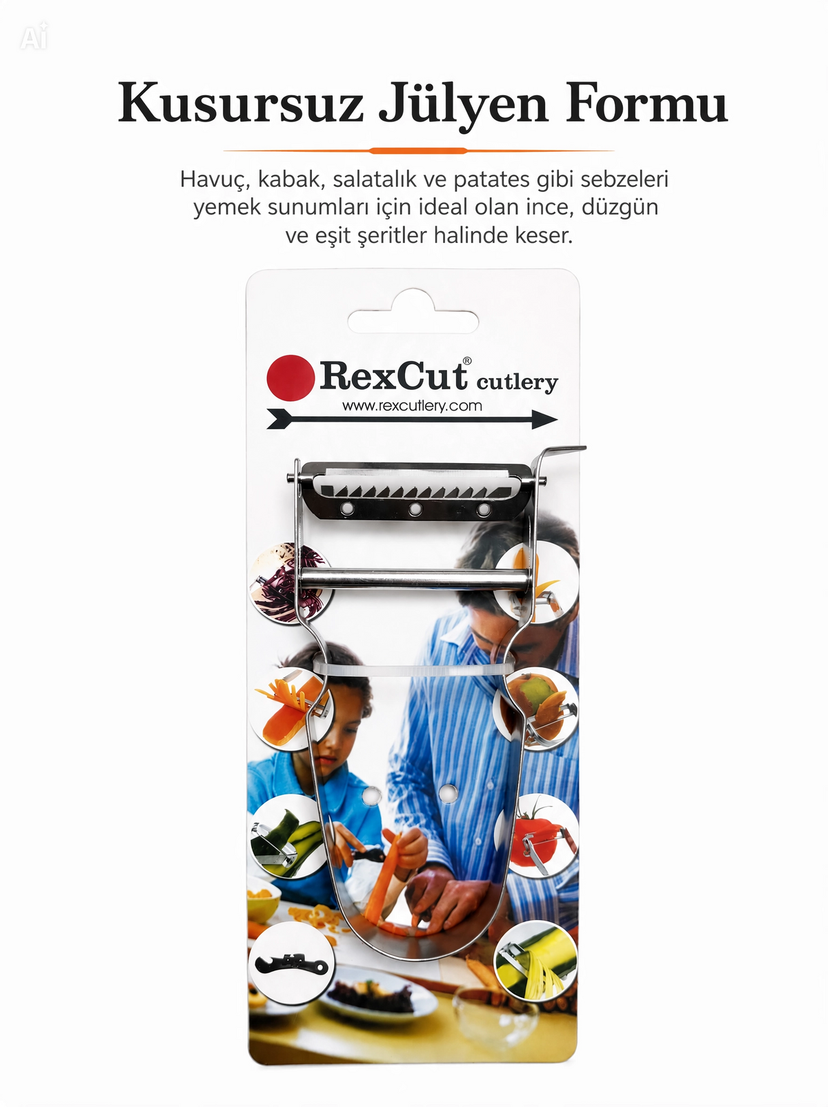 RexCut K-1200 Tamamı Paslanmaz Çelik Profesyonel Jülyen Sebze Kesici ve Dilimleyici
