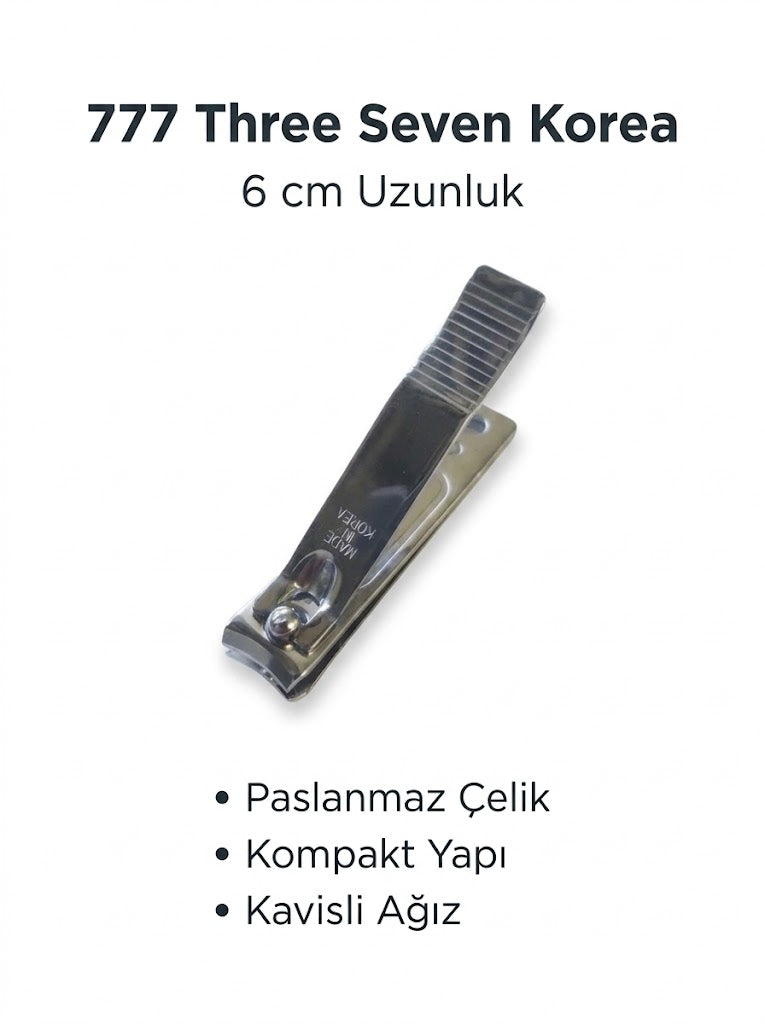777 Three Seven Korea N-621VRA Paslanmaz Çelik Tırnak Makası Ön Görünümü metin açıklamalı