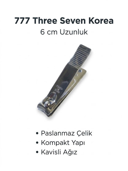777 Three Seven Korea N-621VRA Paslanmaz Çelik Tırnak Makası Ön Görünümü metin açıklamalı