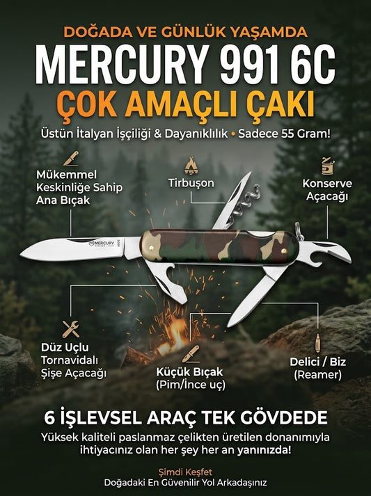 Mercury 991 6C Çok Amaçlı Paslanmaz Çelik Kamp Çakısı afişi