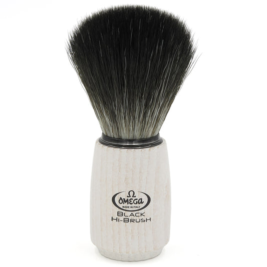 Omega 0196711 Black Hi-Brush Sentetik Bej Ahşap Saplı Tıraş Fırçası