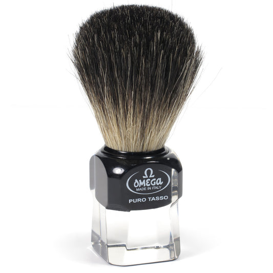 Omega Siyah Porsuk Kılı (Black Badger) Fırça Ucu ve Ayaklı Sap Detayı