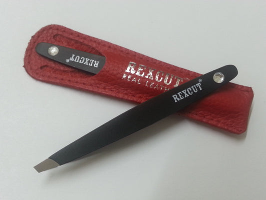 Rex Cut Taşlı Siyah Paslanmaz Çelik Cımbız Kırmızı Hakiki Deri Kılıflı