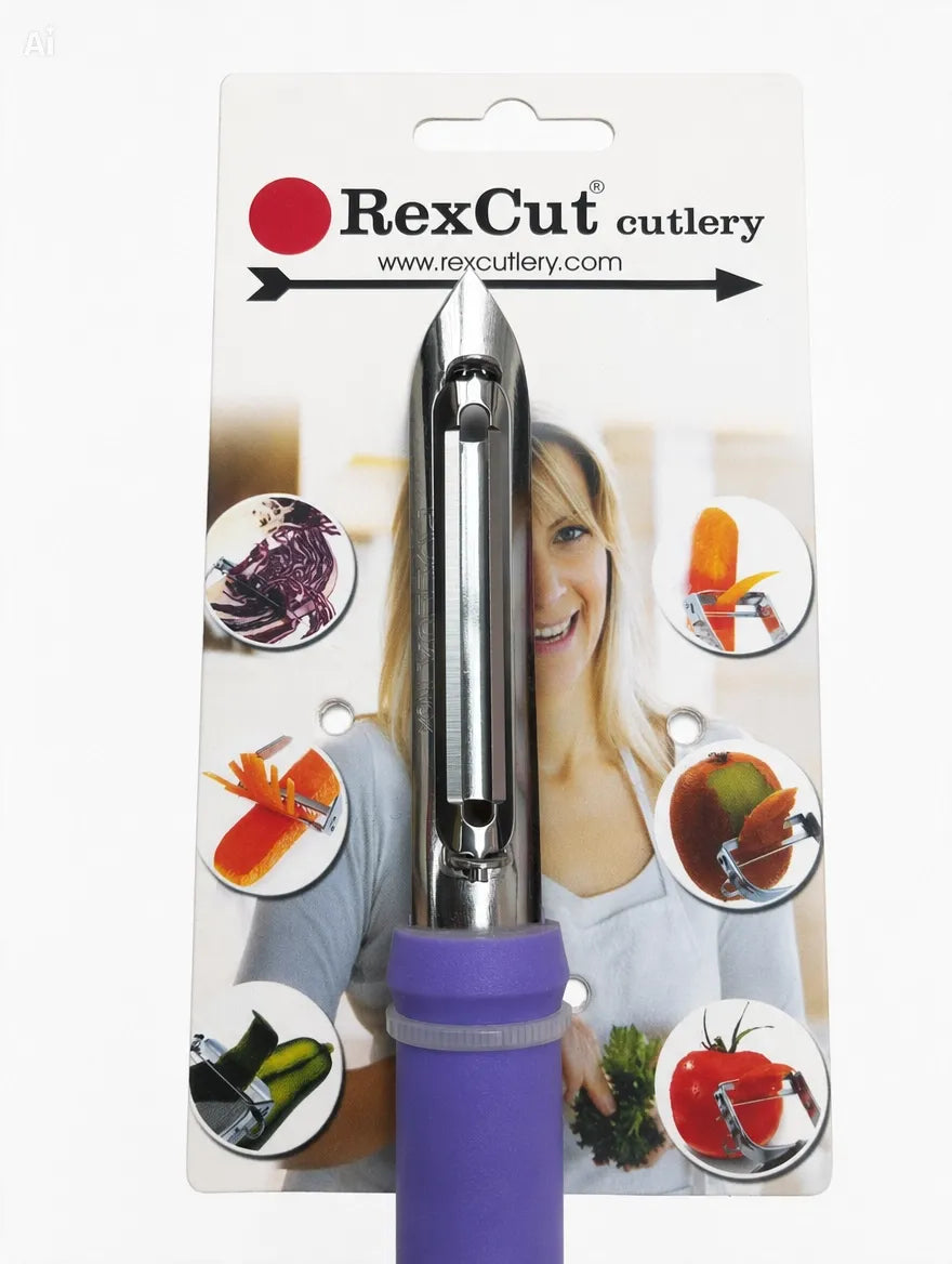 RexCut K-2001 Paslanmaz Çelik Mor Saplı Sebze ve Meyve Soyucu